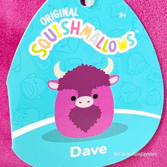 DAVE 🦬 Magenta Bison Cow 12" Original Squishmallow by Kelly Toy ☆ NWT ☆ - Picture 3 of 8